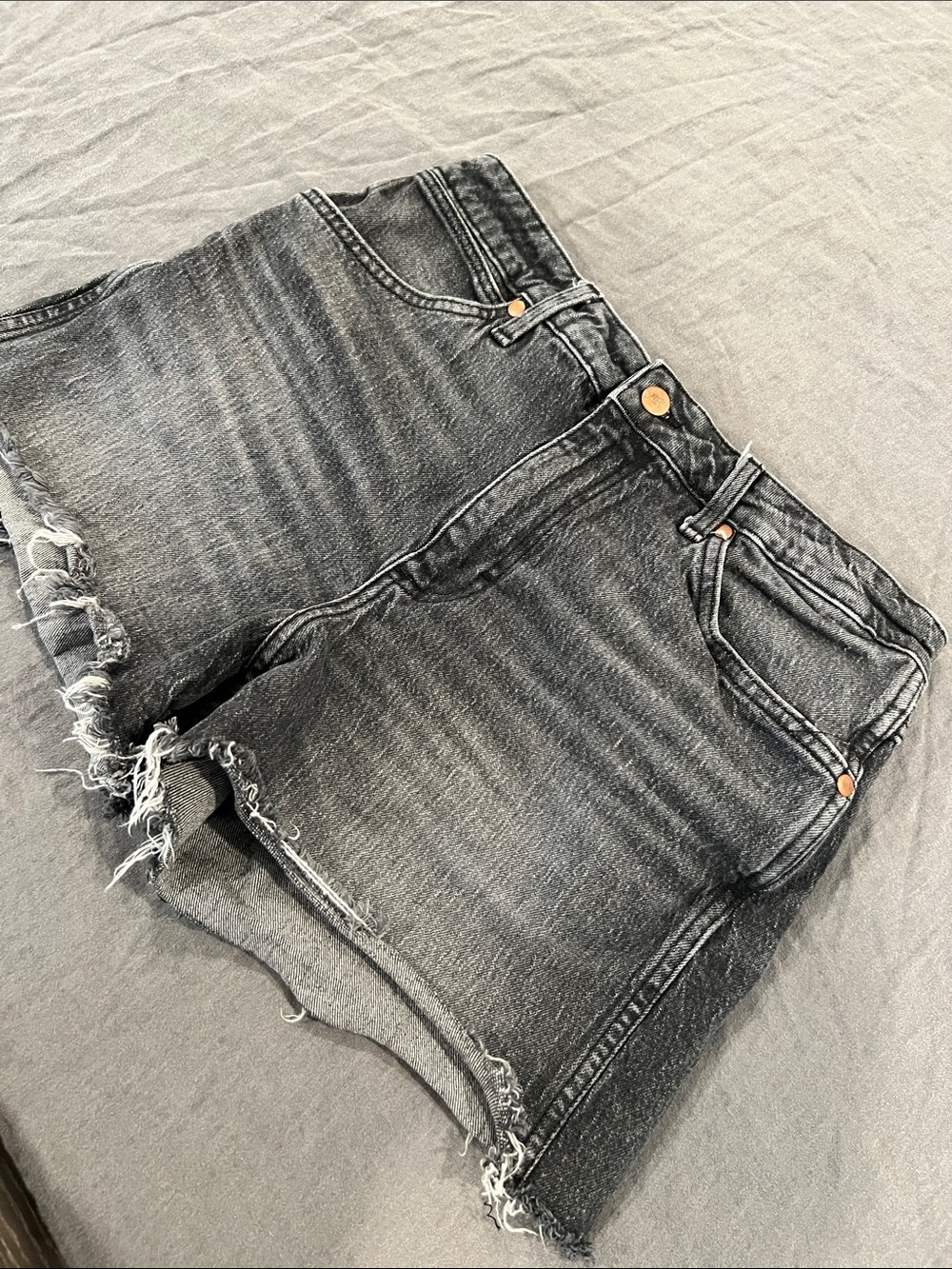 Wrangler Washed Black Cutoff Denim Shorts